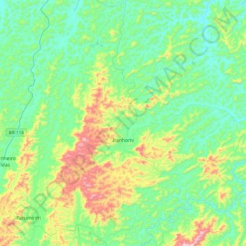 Itanhomi topographic map, elevation, terrain