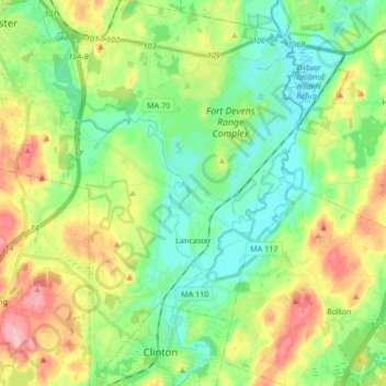 Lancaster topographic map, elevation, terrain