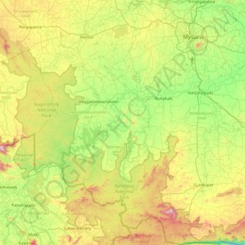 Kabini topographic map, elevation, terrain