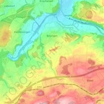 Bösingen topographic map, elevation, terrain