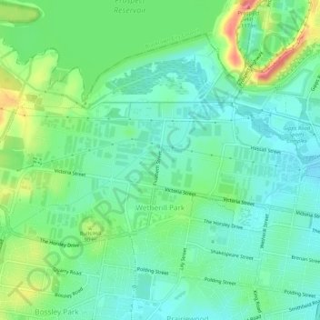 Wetherill Park topographic map, elevation, terrain