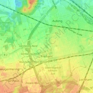 Freiham topographic map, elevation, terrain