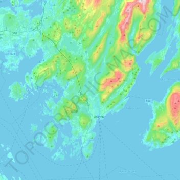 Hordaland topographic map, elevation, terrain