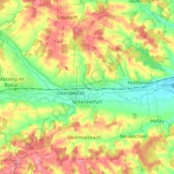 Unterdietfurt topographic map, elevation, terrain