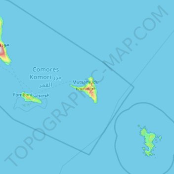 Comoro Islands topographic map, elevation, terrain