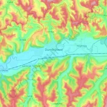 Dumbrăveni topographic map, elevation, terrain
