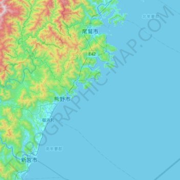 Owase topographic map, elevation, terrain