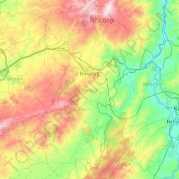 Elmadağ topographic map, elevation, terrain