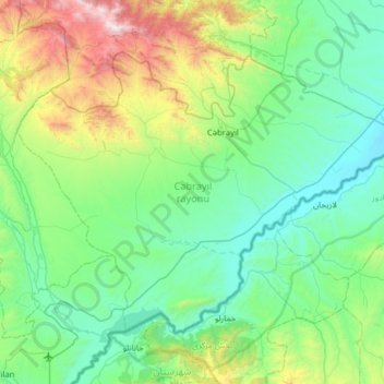 Jabrayil District topographic map, elevation, terrain