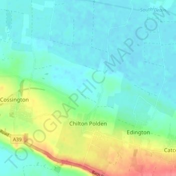 Chilton Polden topographic map, elevation, terrain