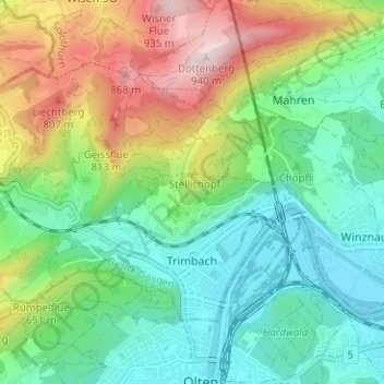 Trimbach topographic map, elevation, terrain