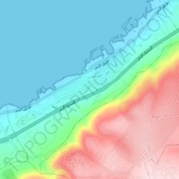 Qalamoun topographic map, elevation, terrain