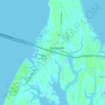 Stevensville topographic map, elevation, terrain