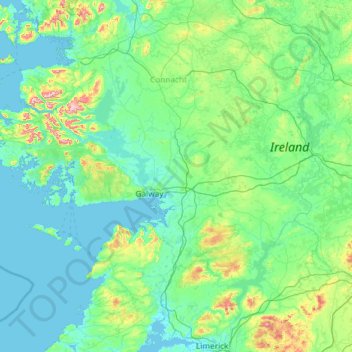 County Galway topographic map, elevation, terrain