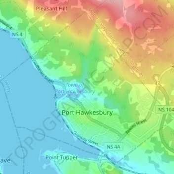 Port Hawkesbury topographic map, elevation, terrain
