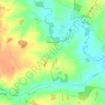 Letheringham topographic map, elevation, terrain