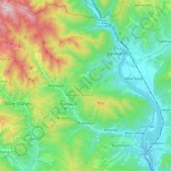 Muereasca topographic map, elevation, terrain