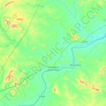 Santa Maria da Boa Vista topographic map, elevation, terrain