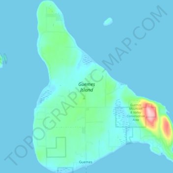 Guemes Island topographic map, elevation, terrain