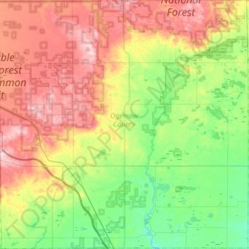 Ogemaw County topographic map, elevation, terrain