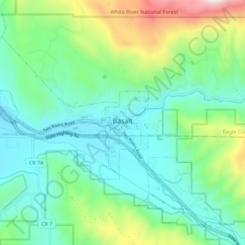 Basalt topographic map, elevation, terrain