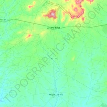 Cacimbinhas topographic map, elevation, terrain