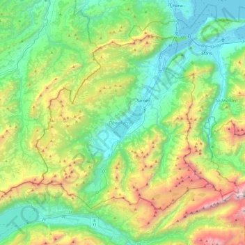 Obwalden topographic map, elevation, terrain