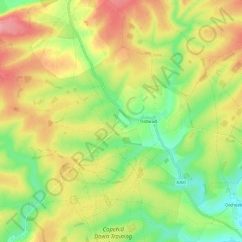 Tilshead topographic map, elevation, terrain