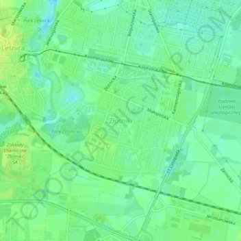 Złotniki topographic map, elevation, terrain