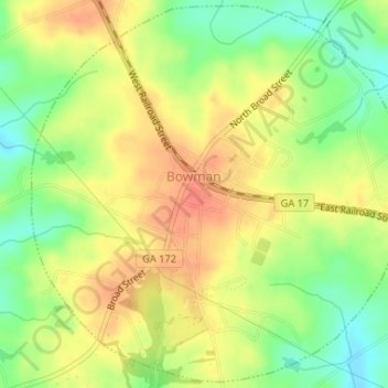 Bowman topographic map, elevation, terrain