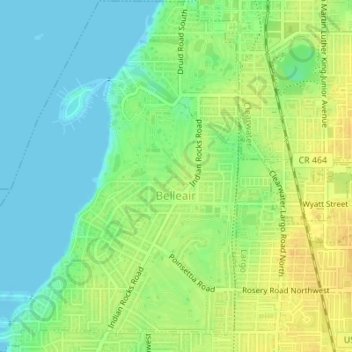 Belleair topographic map, elevation, terrain