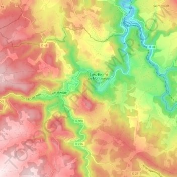 Saint-Bonnet-Laval topographic map, elevation, terrain