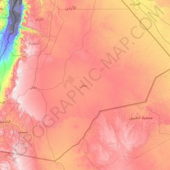 Ma'an Qasabah District topographic map, elevation, terrain