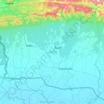 Kapilvastu topographic map, elevation, terrain