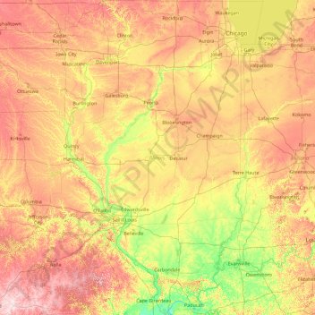 Illinois topographic map, elevation, terrain