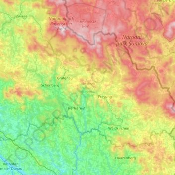 Landkreis Freyung-Grafenau topographic map, elevation, terrain