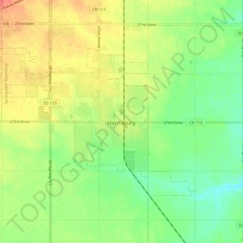 Harrisburg topographic map, elevation, terrain