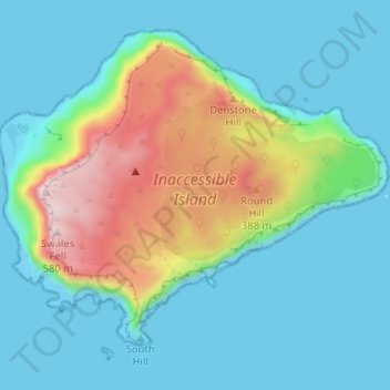 Inaccessible Island topographic map, elevation, terrain