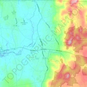 Somers topographic map, elevation, terrain