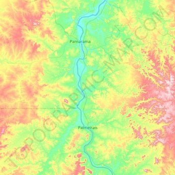 Palmeirais topographic map, elevation, terrain
