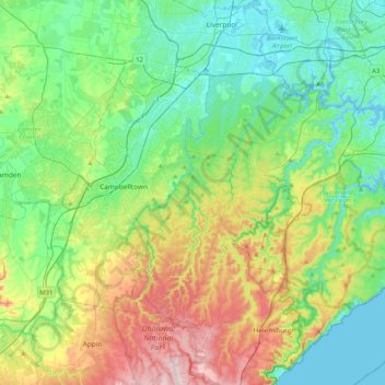 Georges River topographic map, elevation, terrain