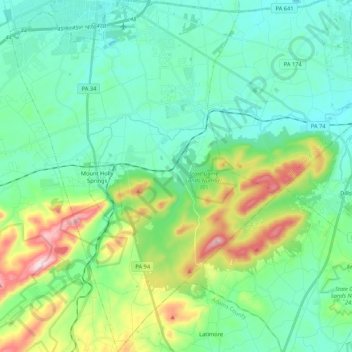 South Middleton Township topographic map, elevation, terrain