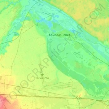 Криводановский сельсовет topographic map, elevation, terrain