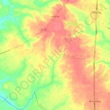 Xã Đồng Nơ topographic map, elevation, terrain