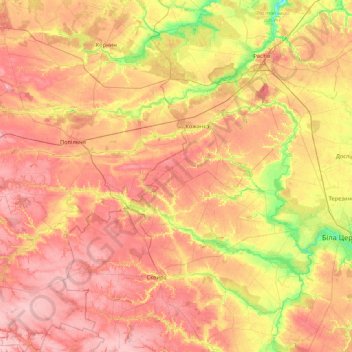 Kamianka topographic map, elevation, terrain
