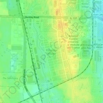 Forrestal Village topographic map, elevation, terrain