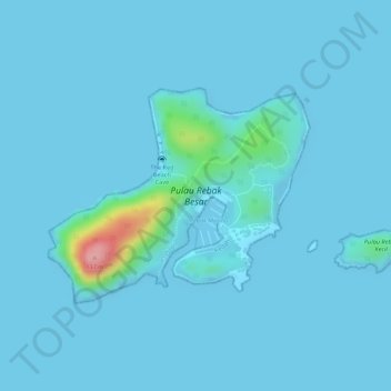 Rebak Besar Island topographic map, elevation, terrain