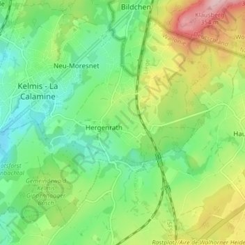 Hergenrath topographic map, elevation, terrain