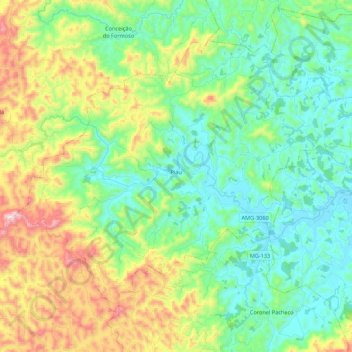 Piau topographic map, elevation, terrain