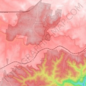 Penrose topographic map, elevation, terrain